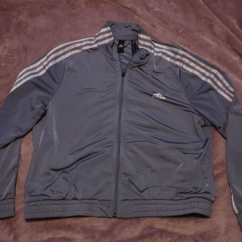 ADIDAS Slate Blue Collared Zip Up Track Jacket
